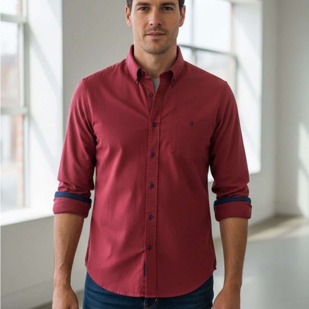 Argyleculture by Russell Simmons Red Micro-Check Dress Shirt K18